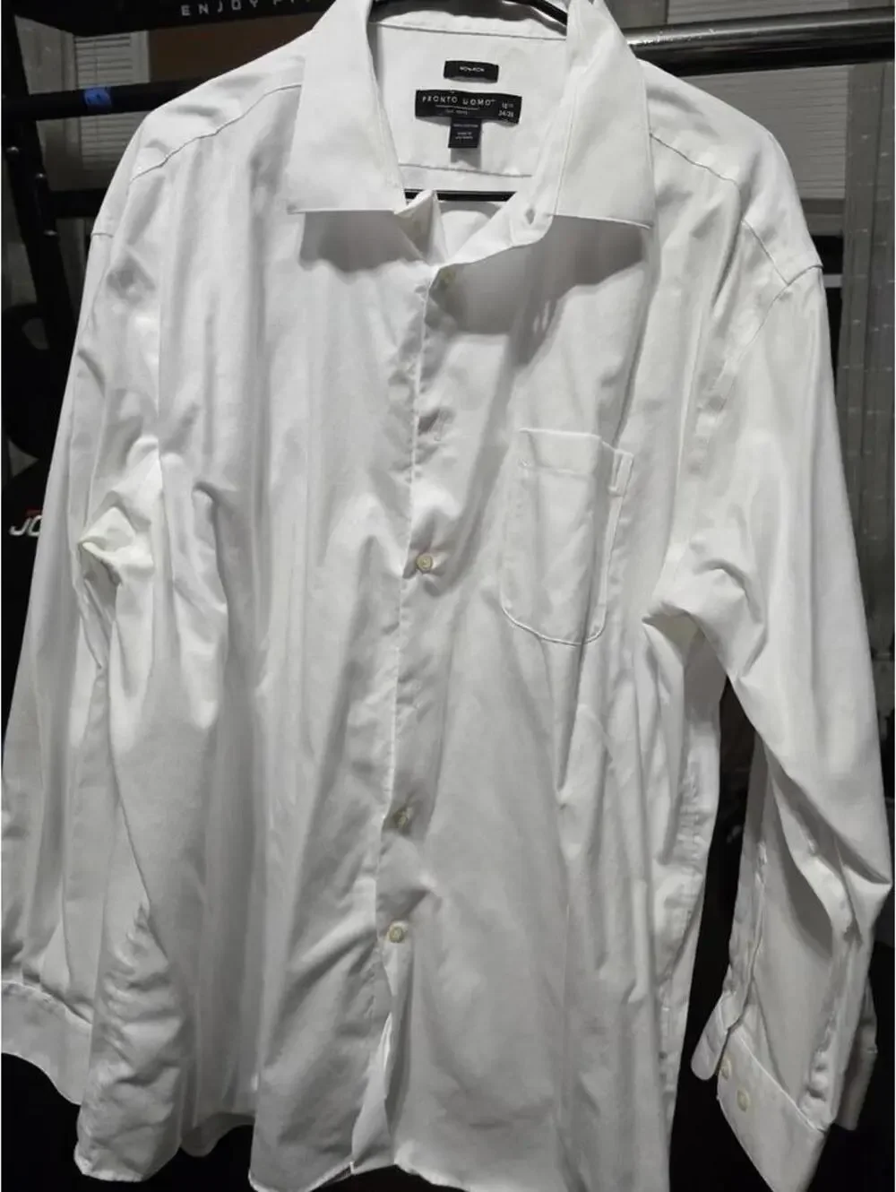 5 Pack Pronto Uomo White Long Sleeve Dress Shirt 100% Cotton Size 18 34/35